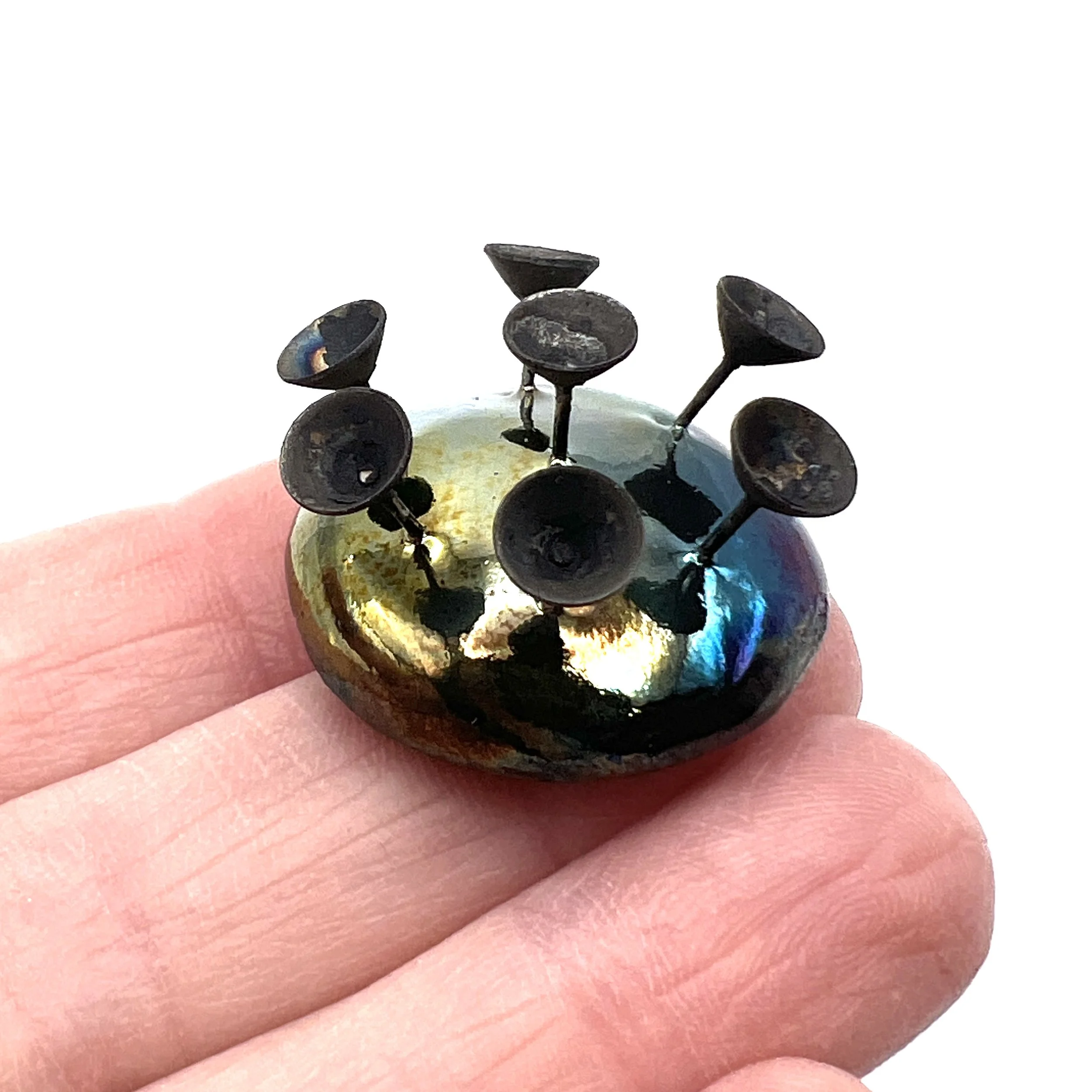 Spike Raku Cabochon Ceramic Jewelry Supplies Handmade by